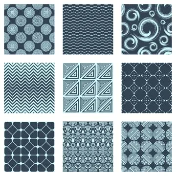 Vector set of nine seamless patterns Stock-Illustration