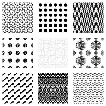 Vector set of nine seamless patterns Stock-Illustration