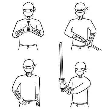 Vector set of ninja Illustrazione stock