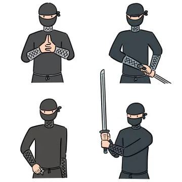 Vector set of ninja Stock Illustration