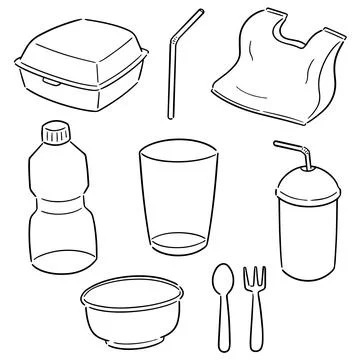 Vector set of non-biodegradable product Illustrazione stock
