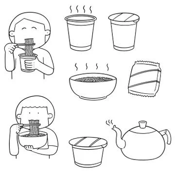 Vector set of noodle Stock Illustration