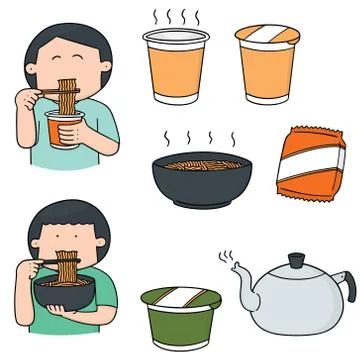 Vector set of noodle Stock Illustration