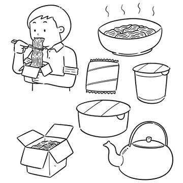 Vector set of noodle Illustrazione stock