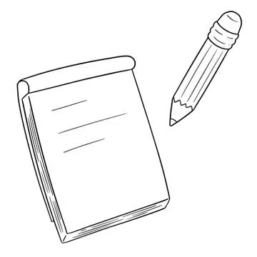 Vector set of notebook and pencil Stock Illustration