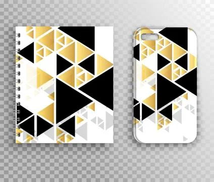 Vector set of notepad and case layout Stock Illustration