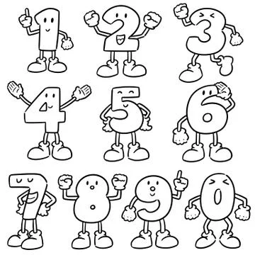 Vector set of number cartoon Stock Illustration