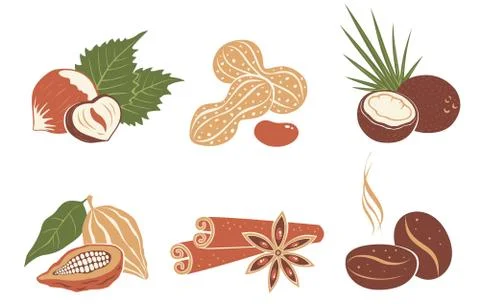 Vector set nuts icons Stock Illustration