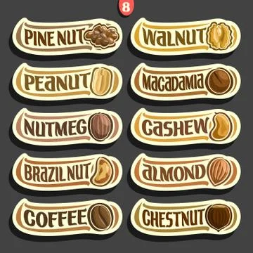 Vector Set of Nuts labels Stock Illustration