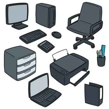 Vector set of office accessories Stock Illustration