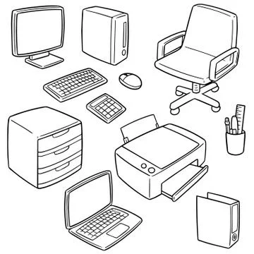Vector set of office accessories Stock Illustration