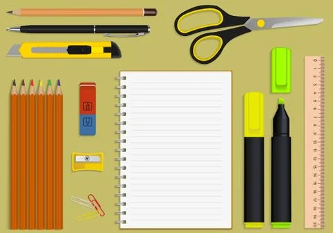 Vector set office supplies Stock Illustration