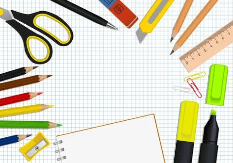 Vector set office supplies Stock Illustration