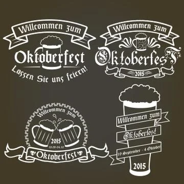 Vector set of oktoberfest labels, design elements. German language Illustrazione stock