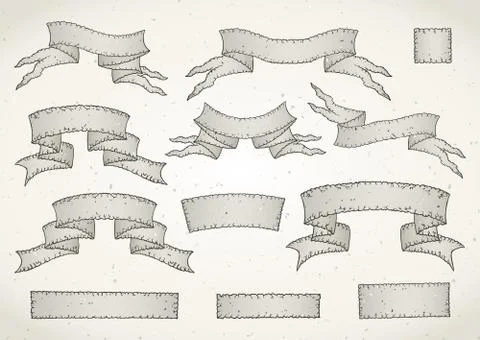 Vector set of old tattered banners with texture. Stock Illustration