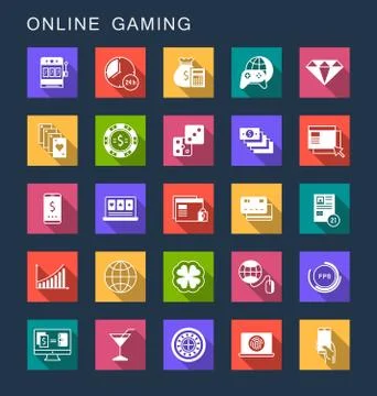 Vector Set Online Gaming Icons Illustrazione stock gratuita