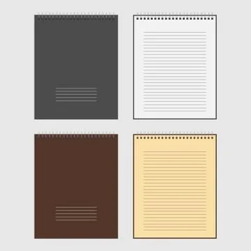 Vector Set of open and closed spiral Notepad Stock Illustration
