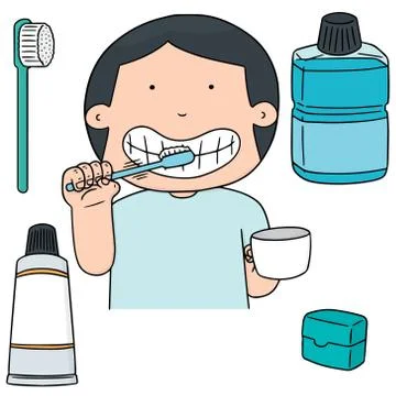 Vector set of oral care Stock Illustration