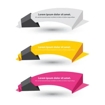 Vector set of origami paper banners. Stock Illustration