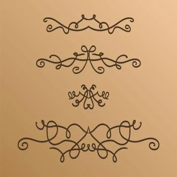 Vector set of ornaments calligraphic design elements, ornaments and page Stock Illustration