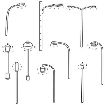 Vector set of outdoor lamp Stock Illustration