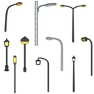 Vector set of outdoor lamp Stock Illustration