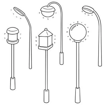 Vector set of outdoor lamp Stock Illustration
