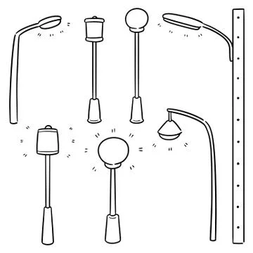 Vector set of outdoor lamp Stock Illustration