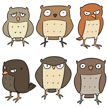 Vector set of owls Stock Illustration