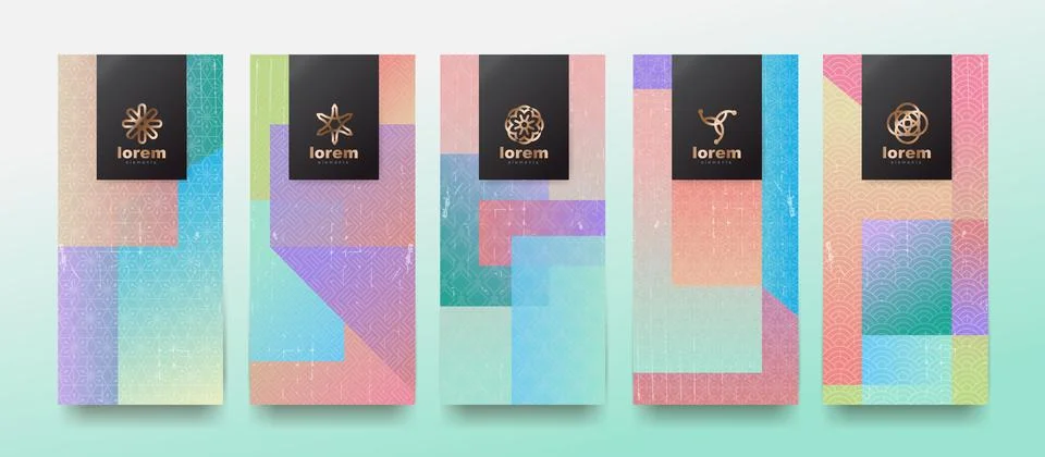 Vector set packaging templates japanese of nature luxury or premium product.. Stock Illustration