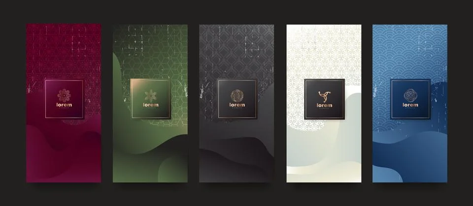 Vector set packaging templates japanese of nature luxury or premium product.. Stock Illustration