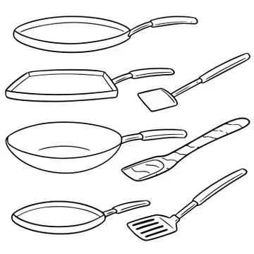 Vector set of pan and flipper Stock Illustration