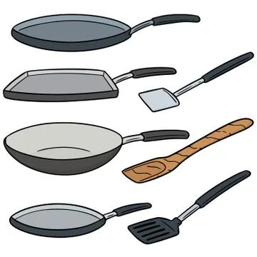 Vector set of pan and flipper Stock Illustration