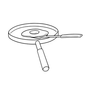 Vector set of pan, flipper and fried egg Stock Illustration