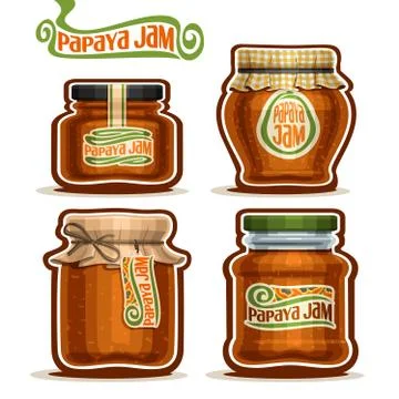 Vector set of Papaya Jam Stock Illustration