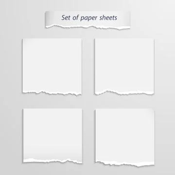 Vector set of   paper sheet over white Stock Illustration