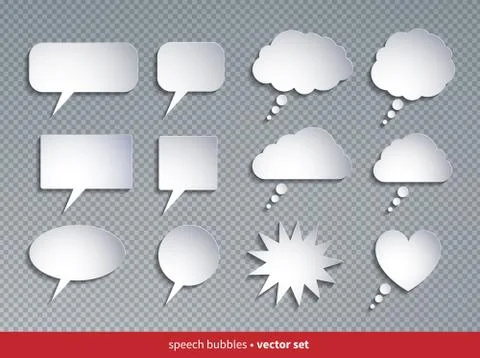 Vector set of paper style speech bubbles Stock Illustration