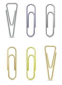 Vector set of paperclip - silver, brass, and gold Stock Illustration