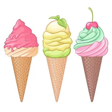 Vector set of pastel colored ice cream Stock Illustration