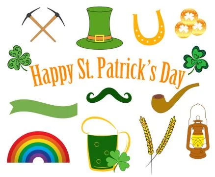 Vector Set of Patrick Day Elements. Stock Illustration