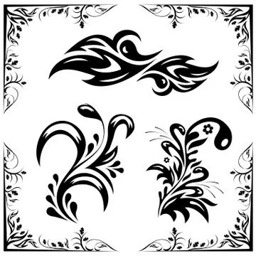 Vector set of patterns and ornaments Stock Illustration