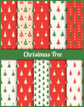 Vector set of patterns with Christmas trees. Stock Illustration