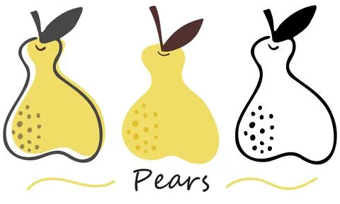 Vector set pear. Hand-drawn design. Fruits on white background Stock Illustration