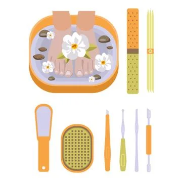 Vector set of pedicure tool Stock Illustration