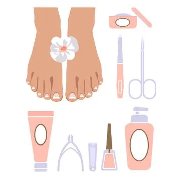 Vector set of pedicure tool Stock Illustration
