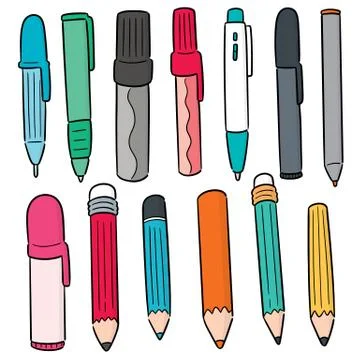 Vector set of pen and pencil Stock Illustration
