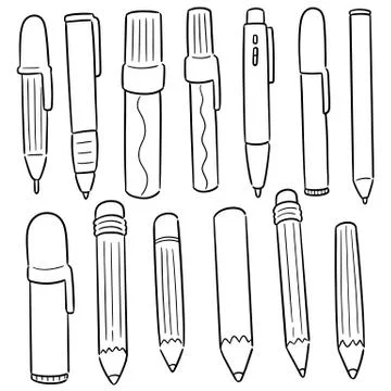 Vector set of pen and pencil Stock Illustration