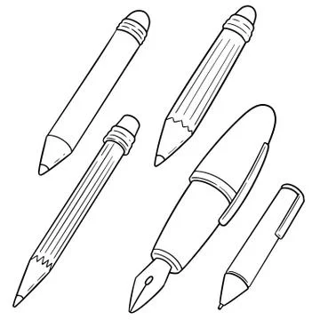 Vector set of pen and pencil Stock Illustration
