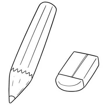 Vector set of pencil and eraser Stock Illustration