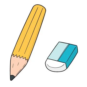 Vector set of pencil and eraser Stock Illustration